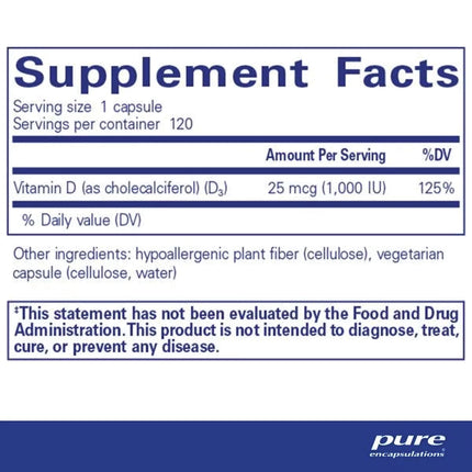 Vitamin D3 25 mcg (1,000 IU)