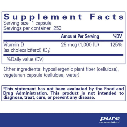 Vitamin D3 25 mcg (1,000 IU)